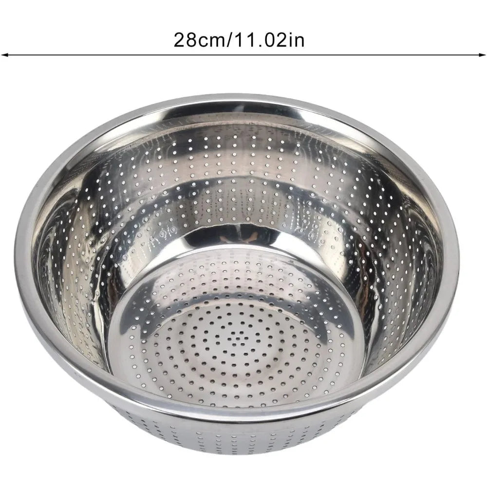 Stainless Steel Colander, Vegetable Washing Basket proof Multifunction Food Strainer Bowl for Kitchen, Vegetable Slicer Grater S