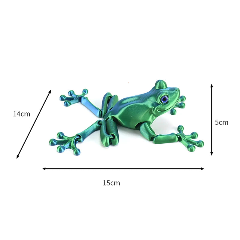 1 Piece Kids Gift 3D Printed Mini Cute Frog Figure Multi-joint Movable With Glittering Eyes For Room Decoration DIY Accessories