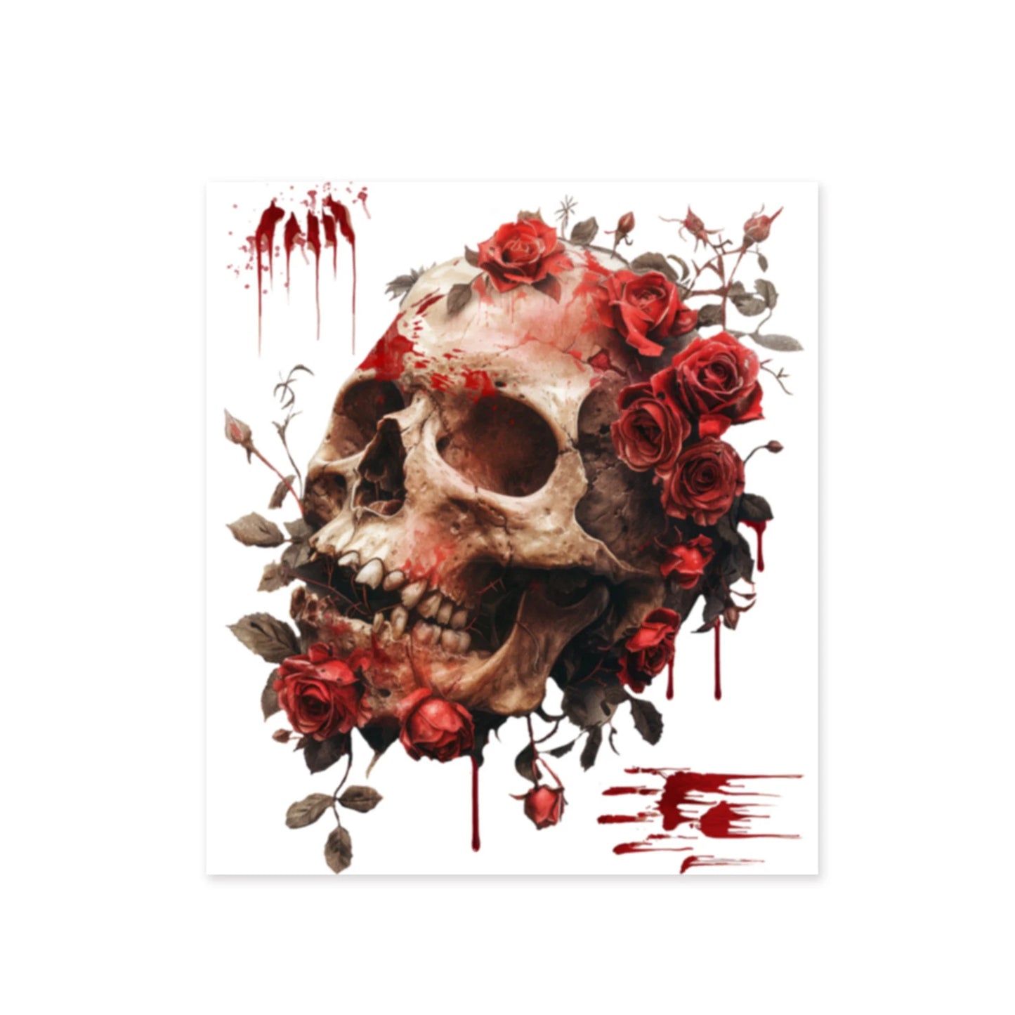 Gothic Skull and Roses Toilet Seat Decals Halloween Bathroom Stickers for Kitchen Decorations and Accessories