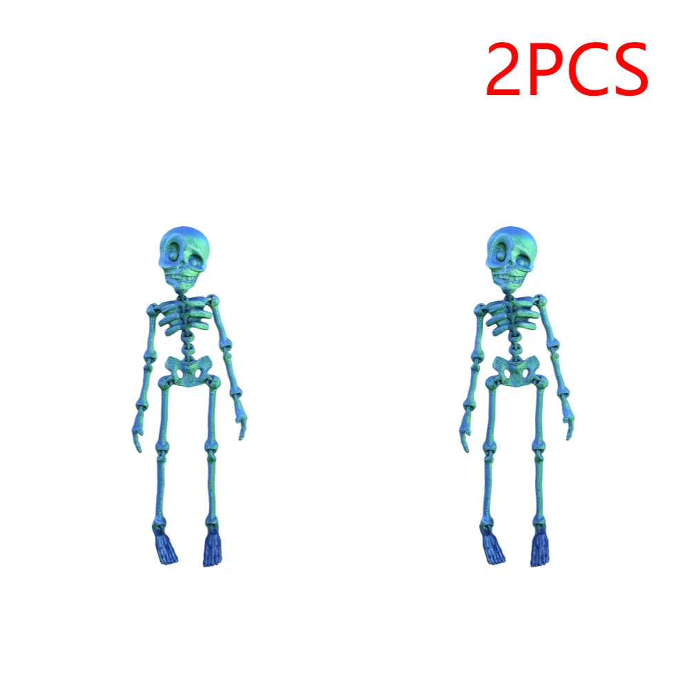 2/5PCS 3D Printed Skeleton Fridge Magnets with Movable Joints Cute Skull Fridge Magnets Home Kitchen Halloween Funny Decoration