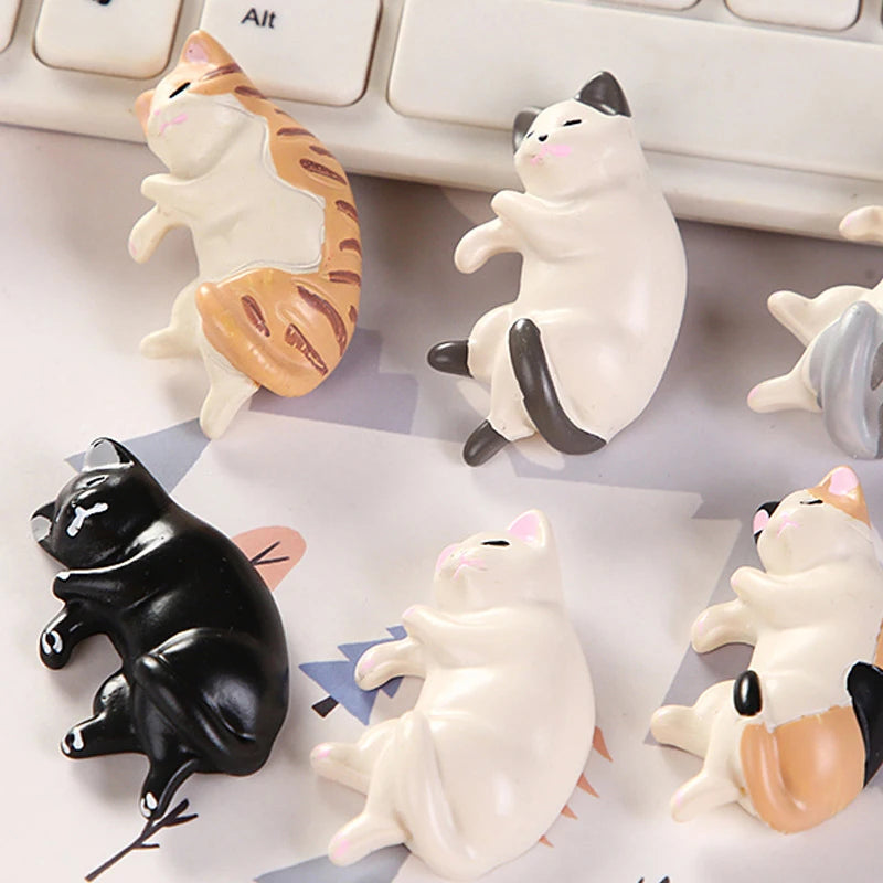 6pcs Kawaii Resin Mini Sleeping Cat Mini Figures Miniature Things Statues Dollhouse Room Home Decor Items Desk Accessories