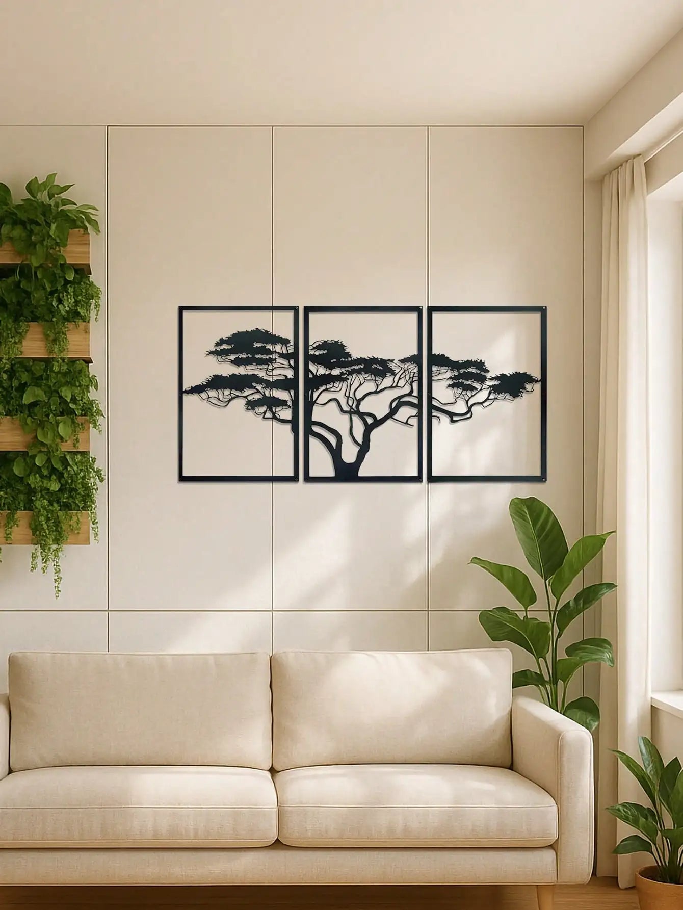 Premium 3-Piece Tree of Life Metal Wall Art Set - Elegant Black Bohemian Wall Decor for Living Room, Bedroom, Office, Bathroom