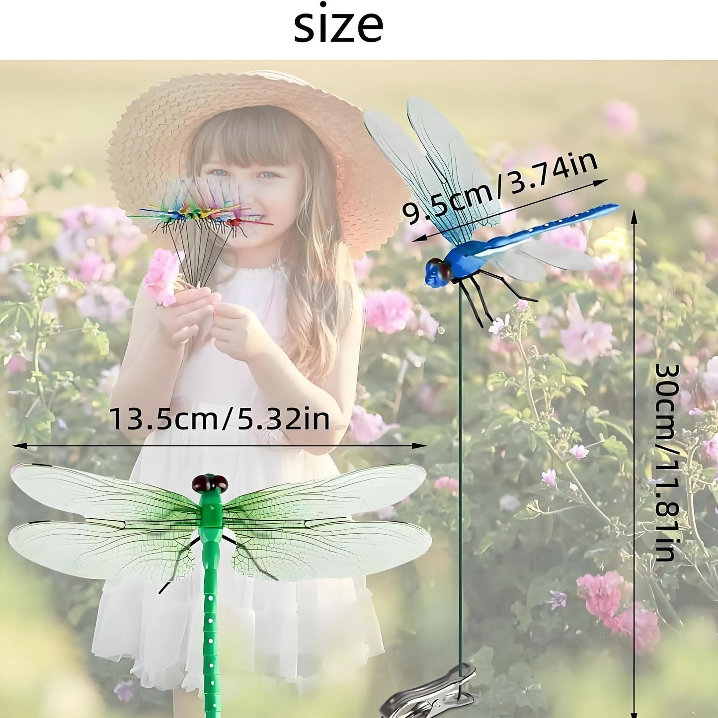 12Pcs Whimsical Dragonfly Garden Clips | Vibrant Outdoor Decor Accents | Pole & Hat Clip-Ons for Plants, Fences & Patio Decor