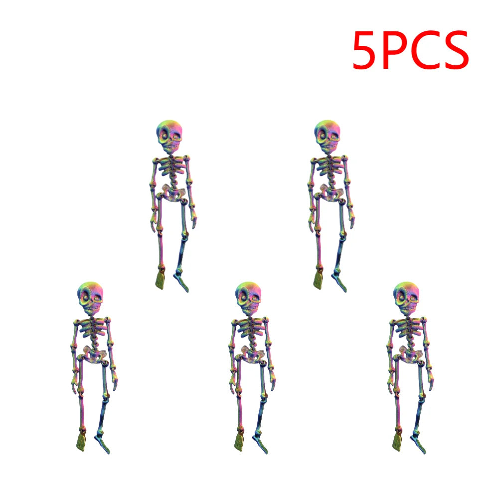 2/5PCS 3D Printed Skeleton Fridge Magnets with Movable Joints Cute Skull Fridge Magnets Home Kitchen Halloween Funny Decoration