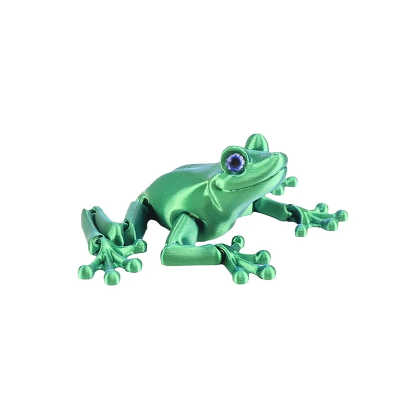 1 Piece Kids Gift 3D Printed Mini Cute Frog Figure Multi-joint Movable With Glittering Eyes For Room Decoration DIY Accessories