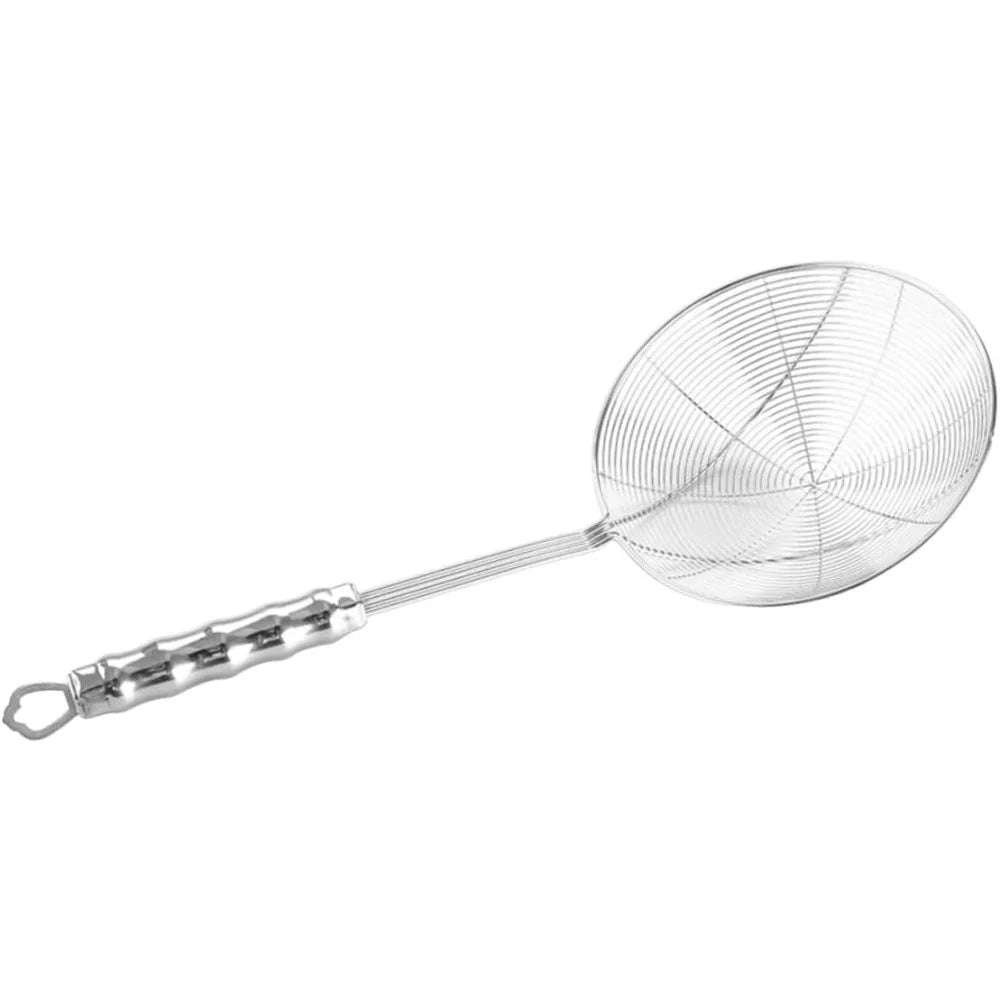 Stainless Steel Wire Mesh Colander Long Handle Kitchen Food Strainer for Cooking 18cm Skimmer Spoon for Noodles Vegetables