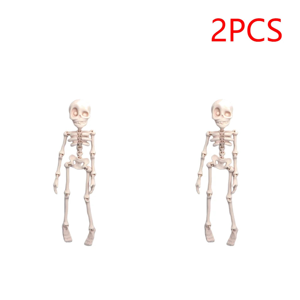 2/5PCS 3D Printed Skeleton Fridge Magnets with Movable Joints Cute Skull Fridge Magnets Home Kitchen Halloween Funny Decoration
