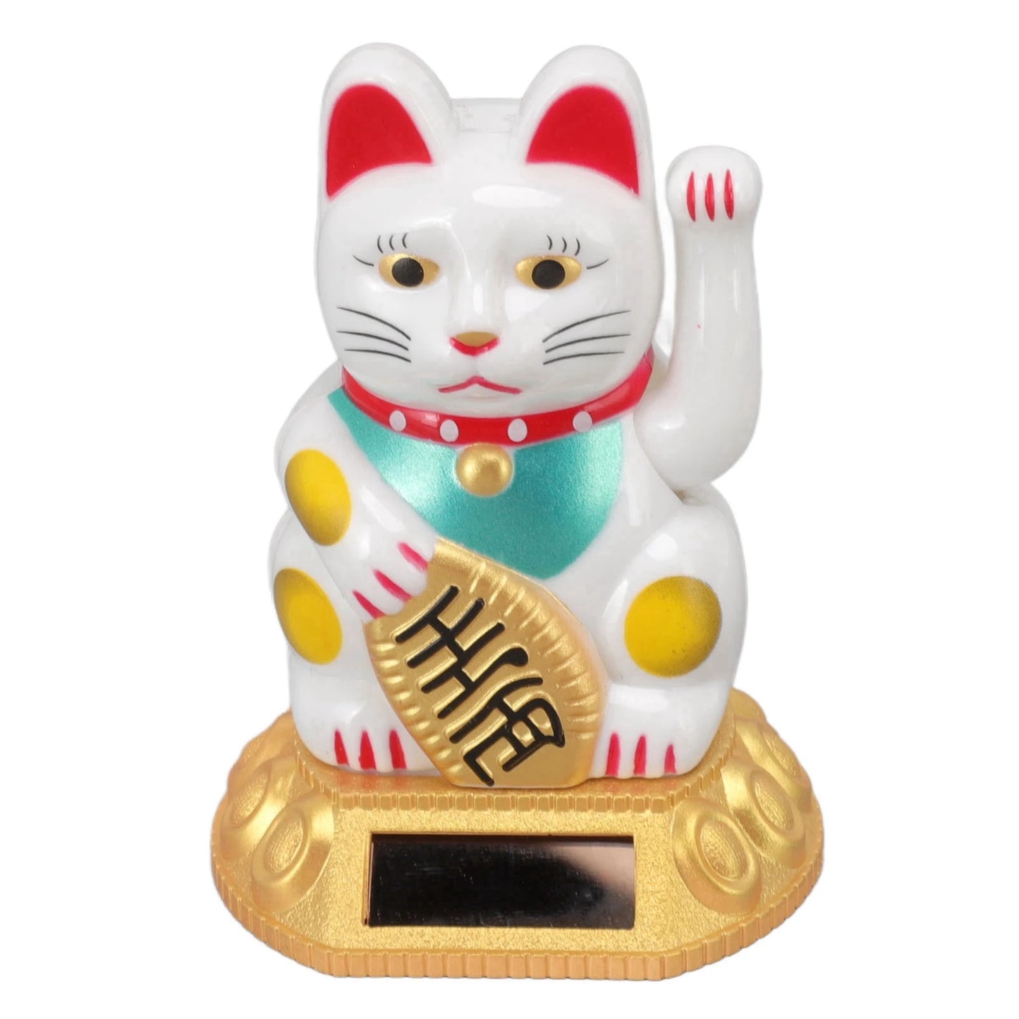Chinese Lucky Cat Decoration Waving Arm Solar Light Induction Statue Figurine
