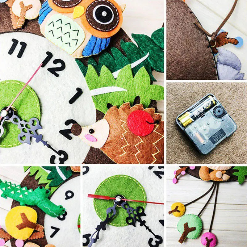 DIY Handmade Felt Making Tools Child Toys Wall Clock Cute Marine Clock For Kindergarten Home Bedroom Kitchen Decoration