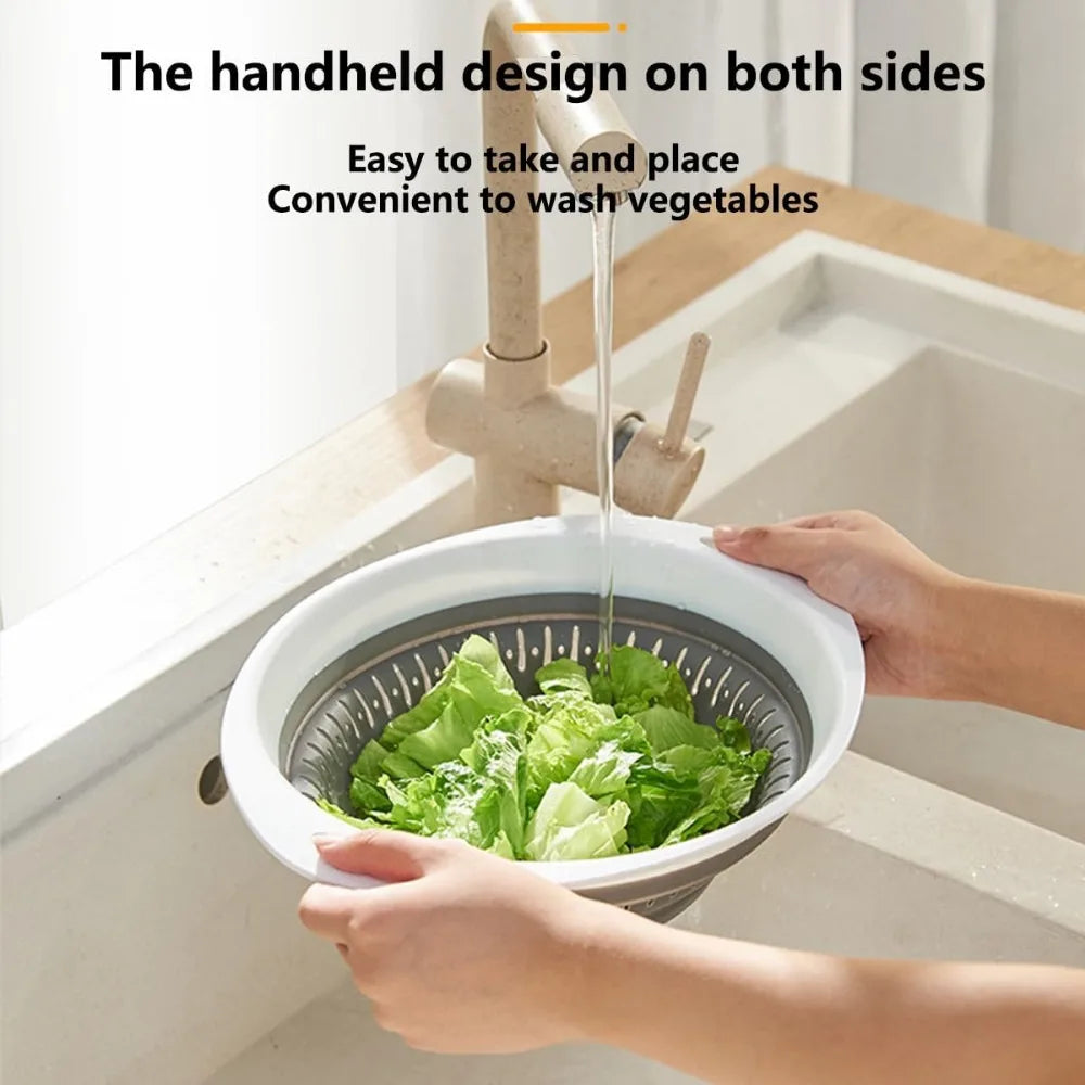 3 Pcs Collapsible Colander and Strainer,Silicone Strainer Colanders & Food Strainers,for Vegetable and Fruit, Kitchen Essential