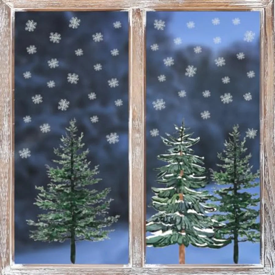 130 PCS Christmas Window Cling Sticker Trees Snow for Home Party Supplies Shop Window Glass Display Decoration Perfect for Holi