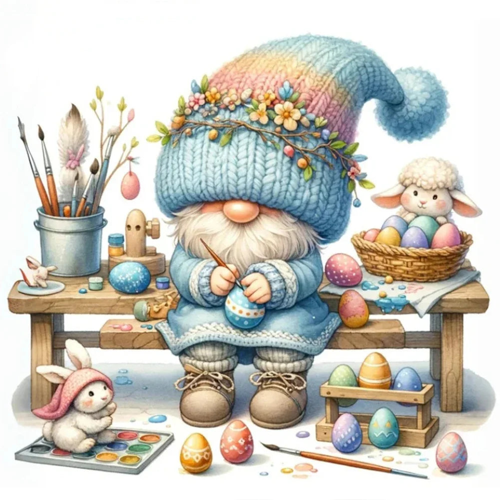 30*30CM 5D DIY Full Round Drill Diamond Painting Easter Gnome Egg Kit Home Decoration Art Craft Mosaic Painting