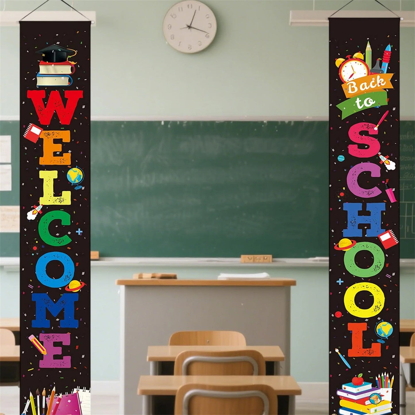 Rustic Back to School Wooden Sign with Hanging Rope for Classroom Front Door Decorations and Teacher Gifts