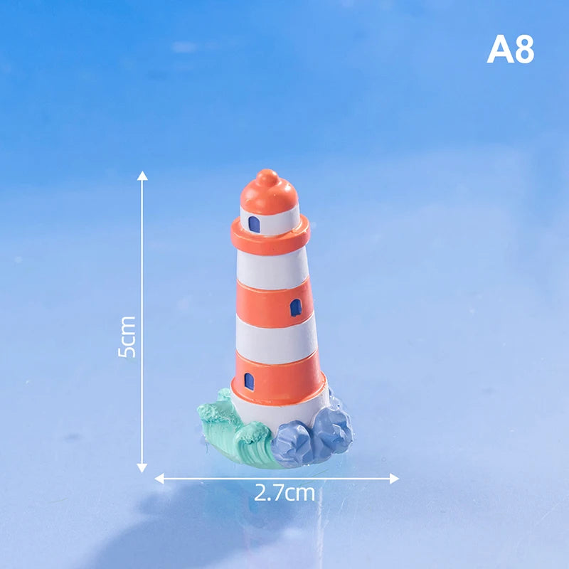 Mini Ocean Figurine Doll Garden Decor Ornament Kid Toy Miniature Landscape Ornaments Lighthouse Statue Resin Craft