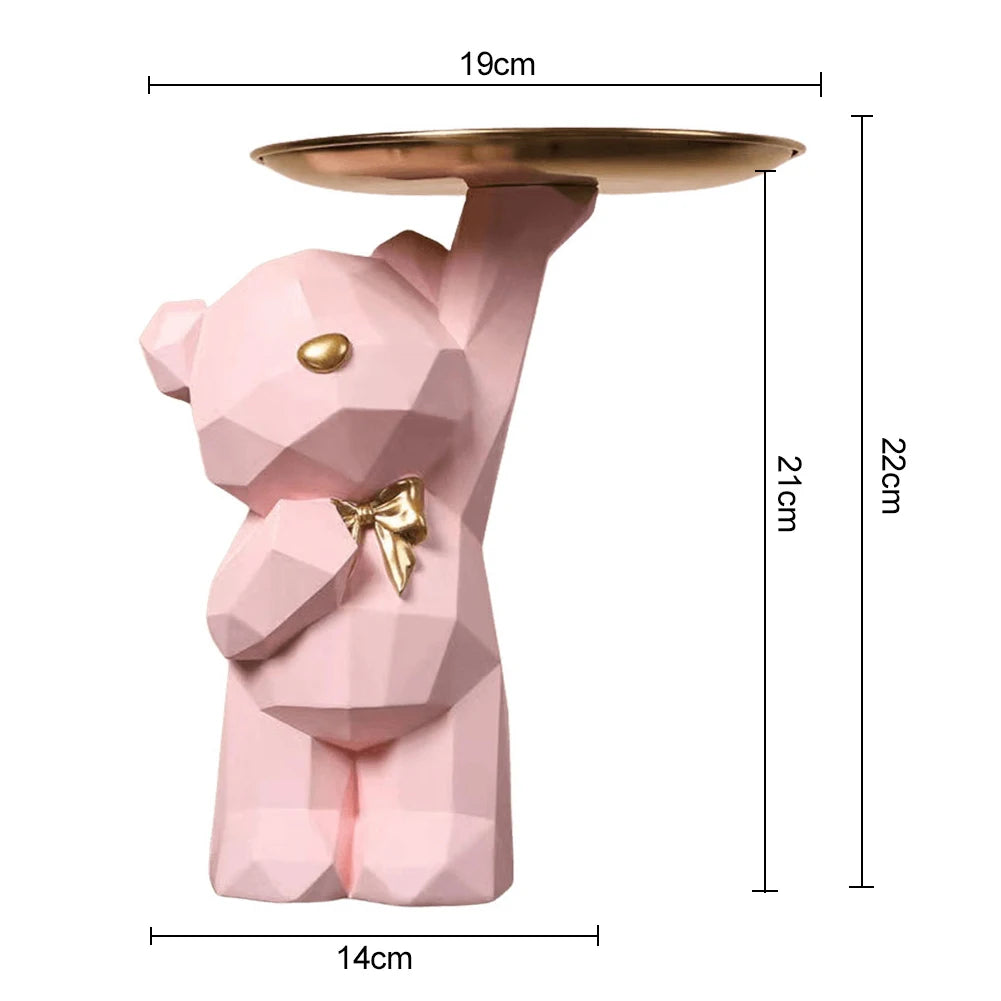 Resin Cute Bear Storage Tray Statue Table Decorations Cute Bear Storage Tray Statue Table Decoration for Entrance/Living Room