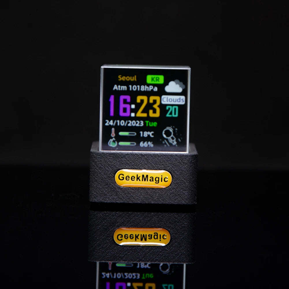 Crystal Cube Photo Display Holographic Desktop Smart Weather Station Digital Clock with GIF Animations Album