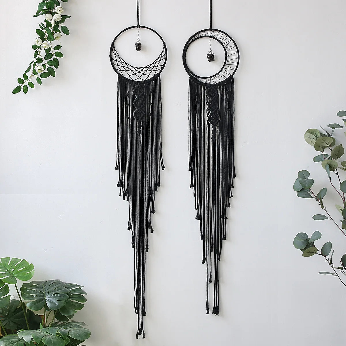 Nordic Bamboo Ring Cotton Thread Woven Tapestry Bohemian Wall Hanging Pendant Bedroom Living Room Decor