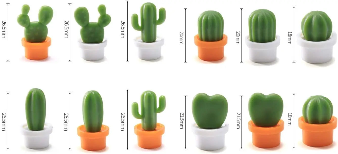 Decorative Refrigerator Magnets, Perfect Fridge Magnets for House Office Personal Use (12Pcs Cactus)