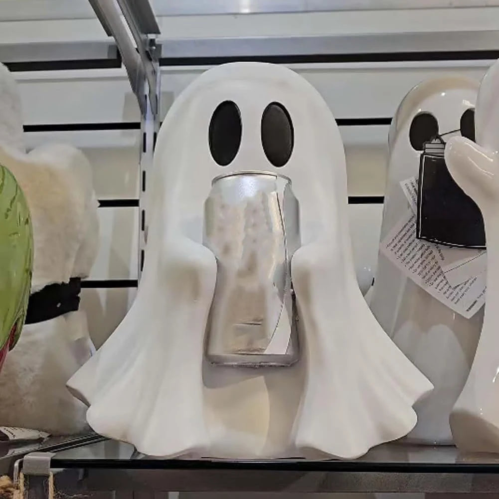 Halloween Ghost Can Holder Spooky Decor Drink Holder Cute Ghost Drink Holder Ghost Beverage Holder for Parties Gatherings