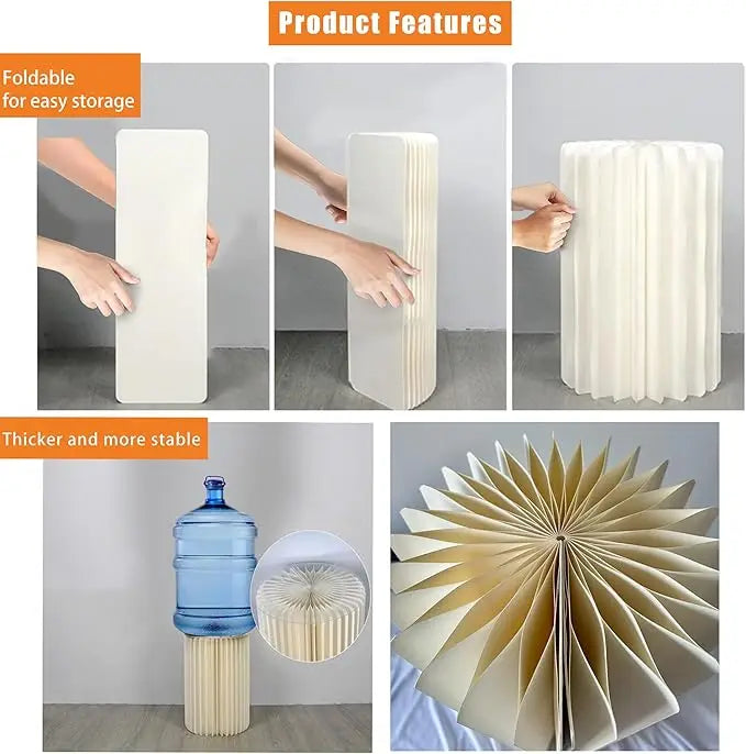 2 cylindrical flower stands, foldable PVC paper pillar display stand wedding center stand,suitable for birthday party decoration