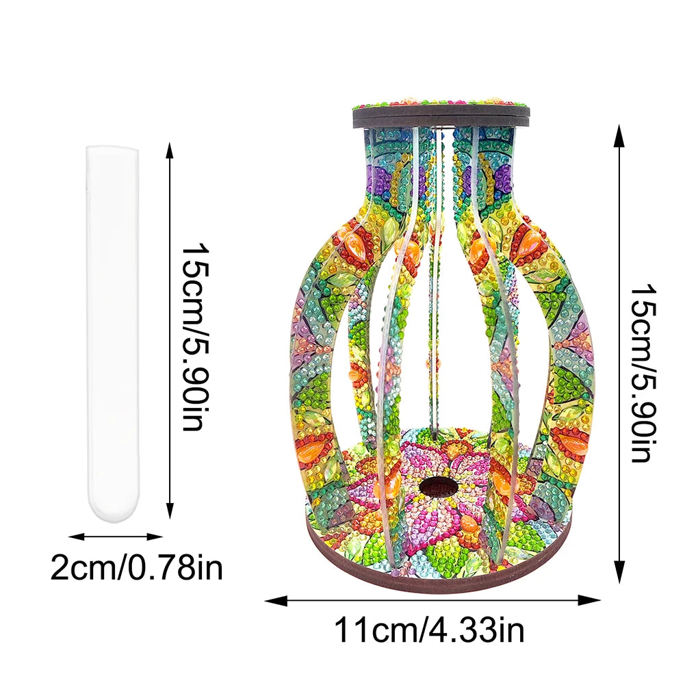 Wood Flower Diamond Painting Tabletop Ornaments Kit Desktop Diamond Art Kits Rhinestones Desktop Ornaments for Home Office Decor