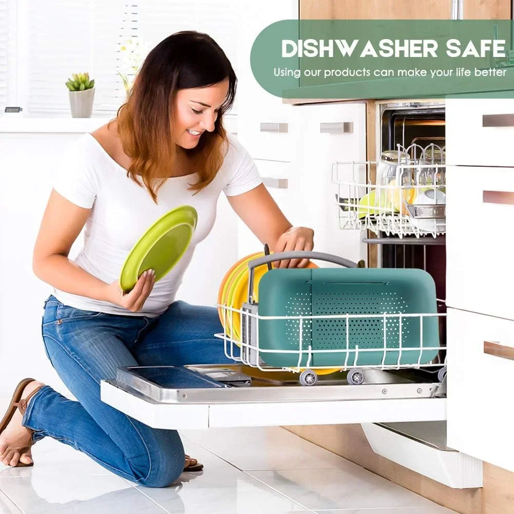 Collapsible Colander Kitchen Extendable Strainer Fruits Noodle Pasta Food Drain Basket Space-Saver Portable Drainer Over Sink