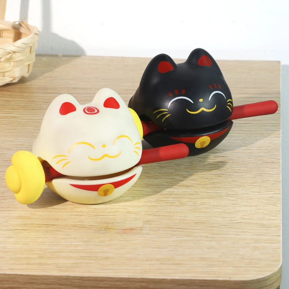 Decompression Wooden Fish Lucky Cat Wooden Fish Soundmaking Percussion Instrument Fortunate Wooden Fish Cat Figurines Decor