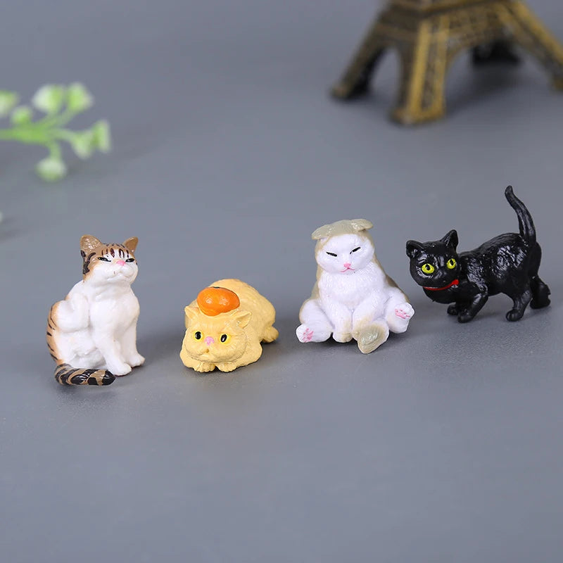 10pcs/set Cute Cat Miniature Ornaments Kitten Figurines Model Birthday Gifts For Kids Children Desk Car Home Decoration