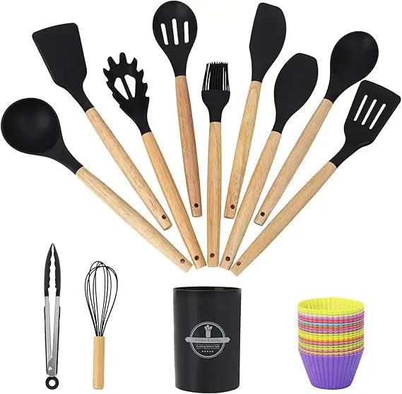 32-piece kitchen utensil set with reusable silicone baking cups - food-grade silicone, bpa-free, comprehensive cooking tools.