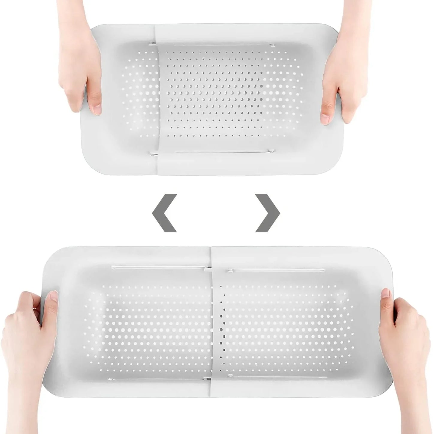 Collapsible Colander Kitchen Extendable Strainer Fruits Noodle Pasta Food Drain Basket Space-Saver Portable Drainer Over Sink