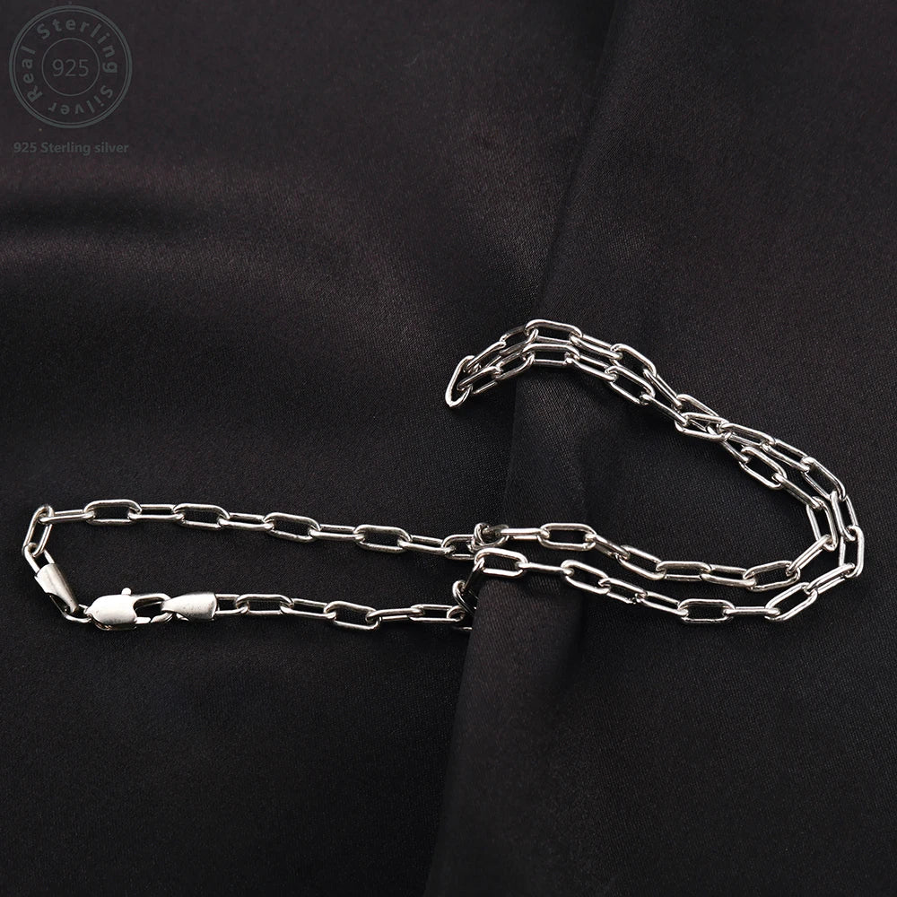 New 925 Sterling Silver Paperclip Neck Chain Basic Link Chain Necklace for Men Women Fine Jewelry Party Gifts Ships from USA