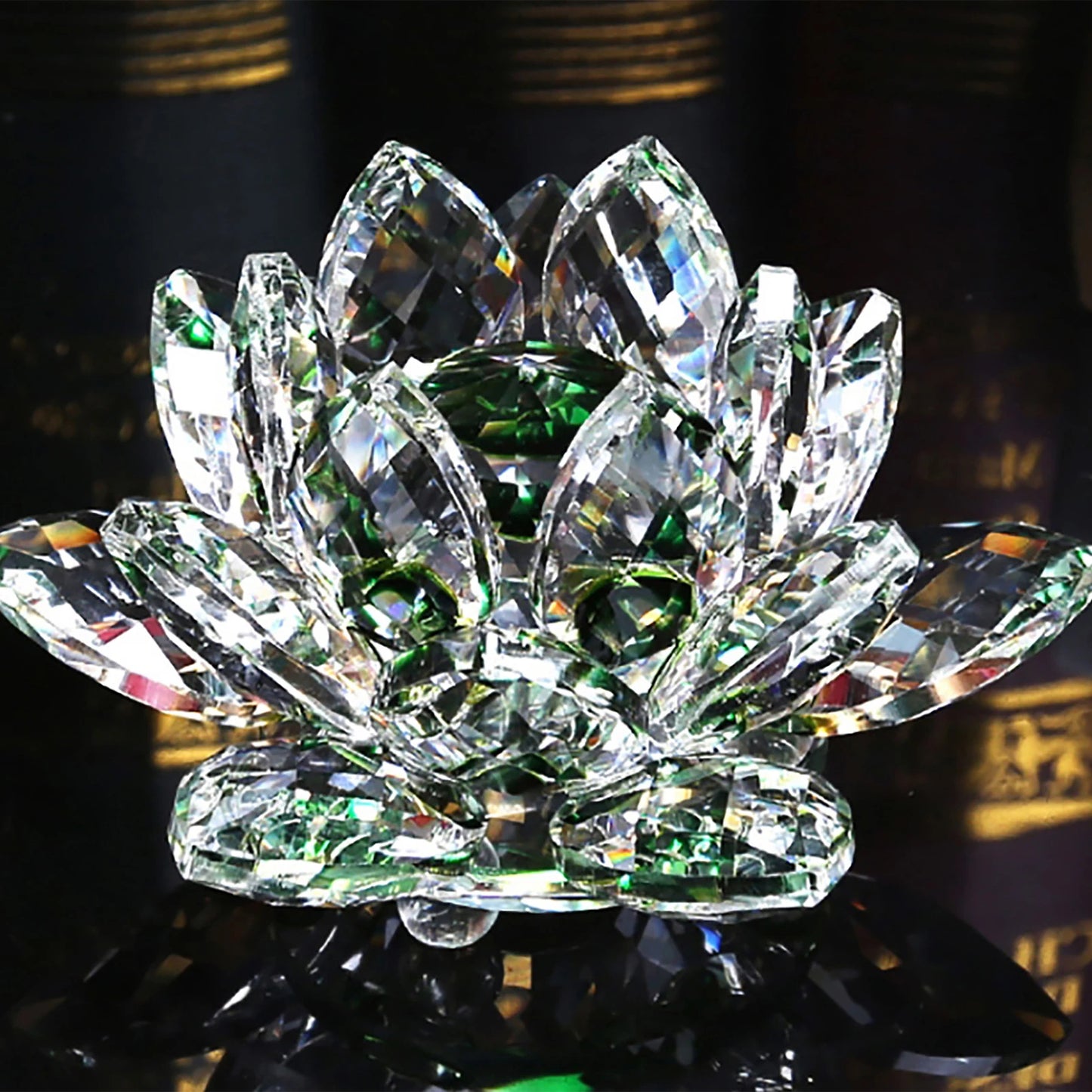 Crystal Lotus Flower Figurines Flower Crafts Glass Car Figurines for Tabletop Centerpiece Home Office