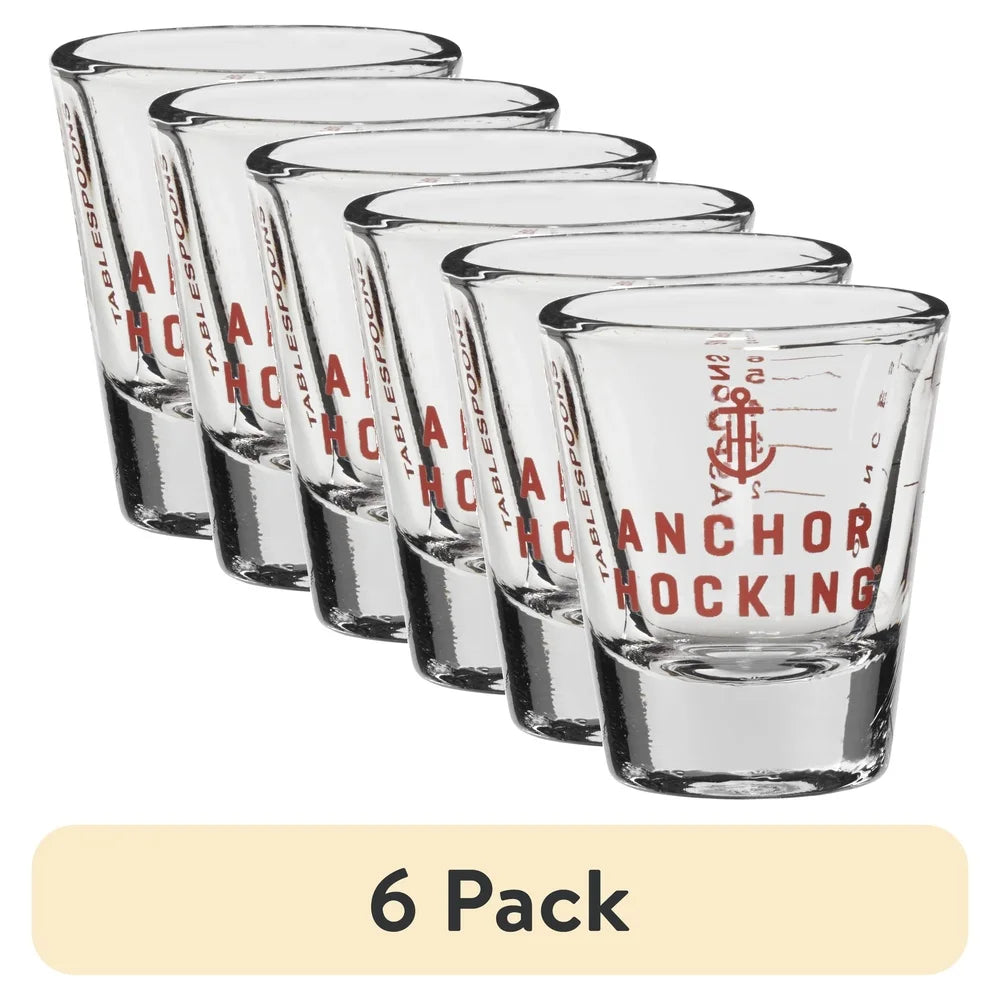 6 Pack 1 Ounce Glass Measuring Shot Glass Durable Kitchen Cup with Red Markings Dishwasher Safe Liquor Syrups Honey Oils