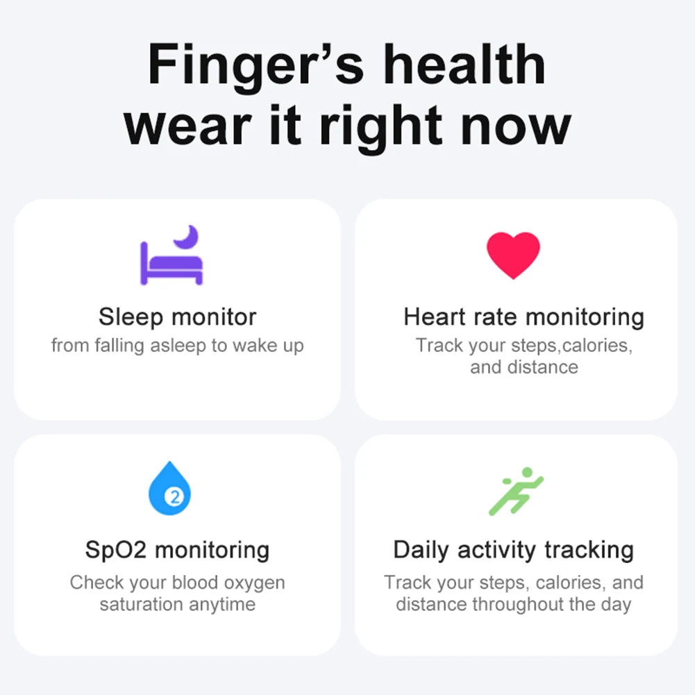 R02 Smart Ring Sleep Monitor 5.0 Bluetooth-Compatible Blood Oxygen Tracker IP68 & 5ATM Waterproof Wearable for Android for IOS