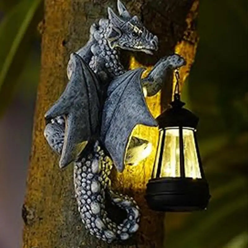 Garden Dragon Decor Solar Lights Solar-Powered Dragon Sculpture For Garden Solar Garden Statue Dragon Figurine For Hallway