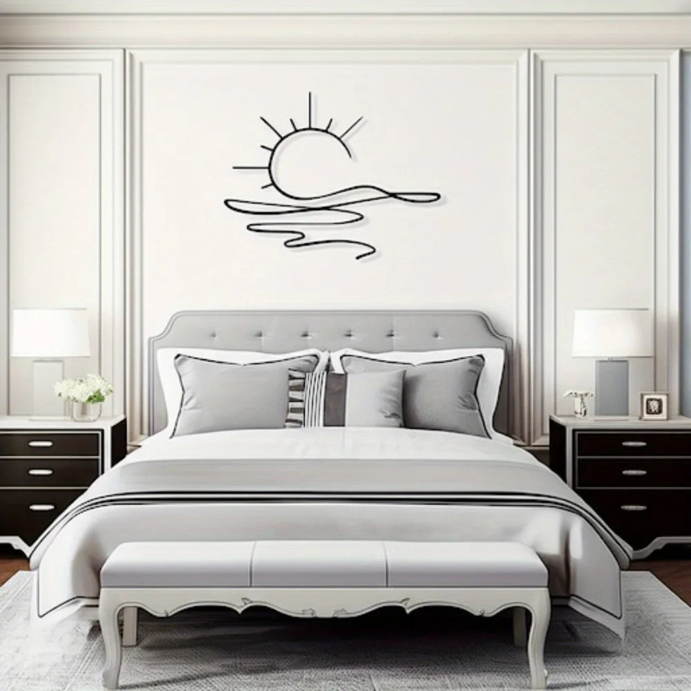 Modern Sunrise Iron Wall Art - Minimalist Metal Decor for Home & Office