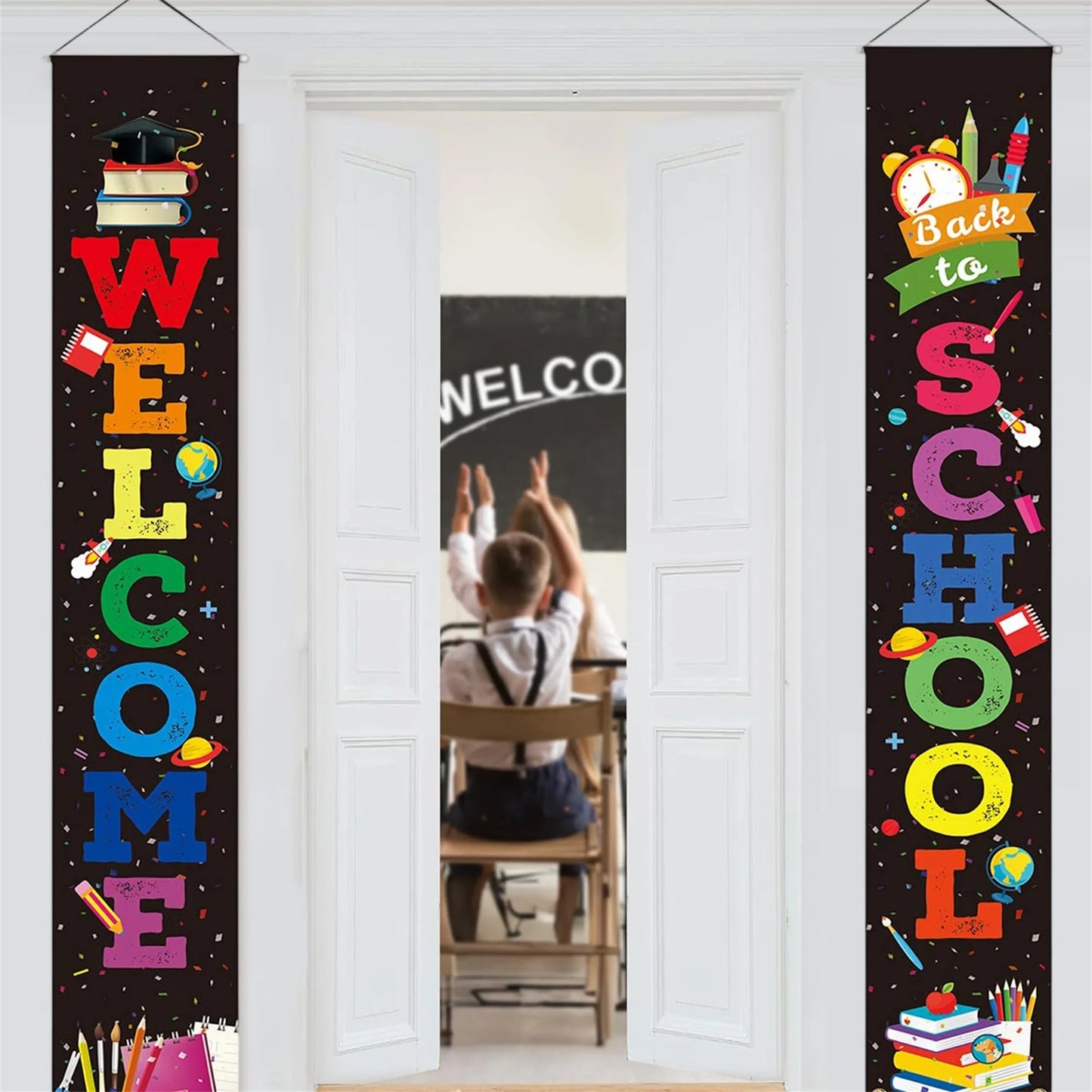Rustic Back to School Wooden Sign with Hanging Rope for Classroom Front Door Decorations and Teacher Gifts