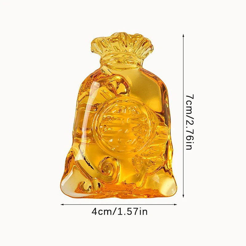 Citrine Money Bag Figurine Feng Shui Crystal Crafts Coin Lucky Ornament Office Living Room Table Decoration Glass New Year Gift
