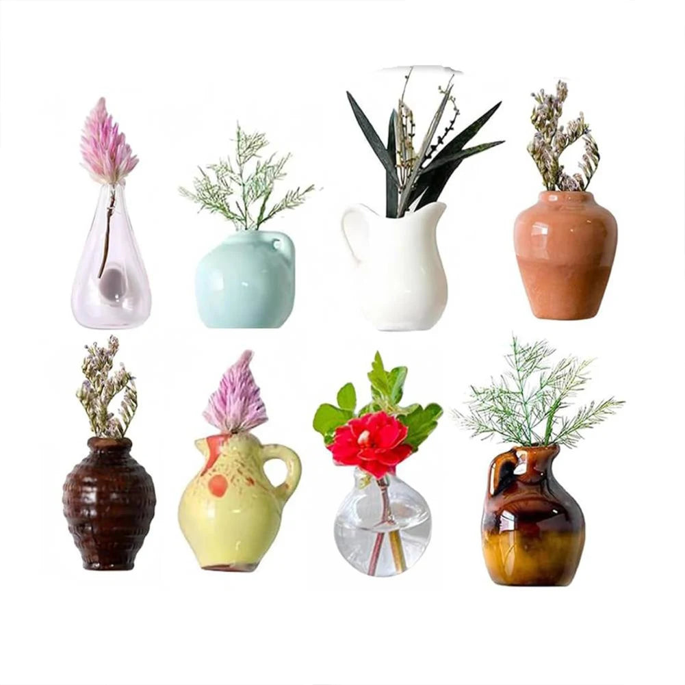 8/6/5Pcs Cute Refrigerator Magnets Ceramic Vase 3D Fridge Stickers Kitchen Office Refrigerator Decoration Kitchen Decoration