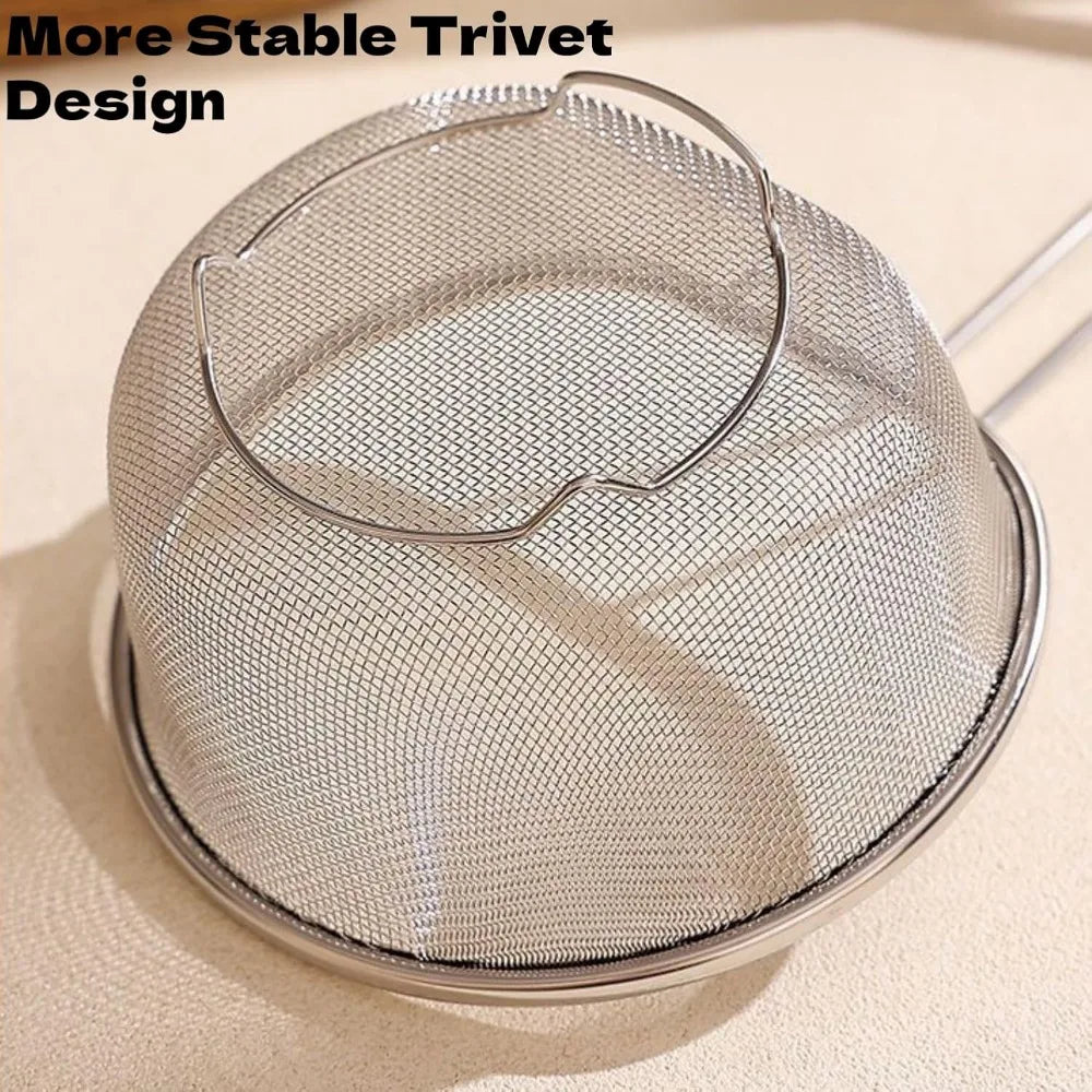 Stainless Steel Basin Colander with Handle, Mesh Semi-circular Colander Large Metal Strainer for Kitchen Food - Pasta, Berry, Ve