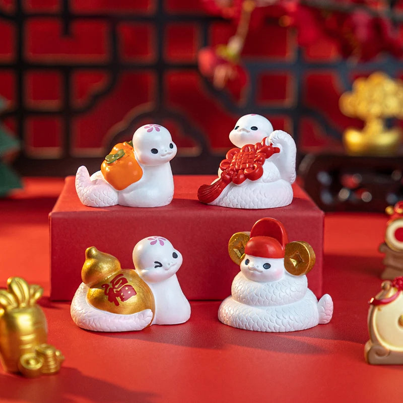 2025 Year Of The Snake Ornament Cartoon Lucky Snake Figurine Micro Landscape Car Interior Home Desktop Decoration