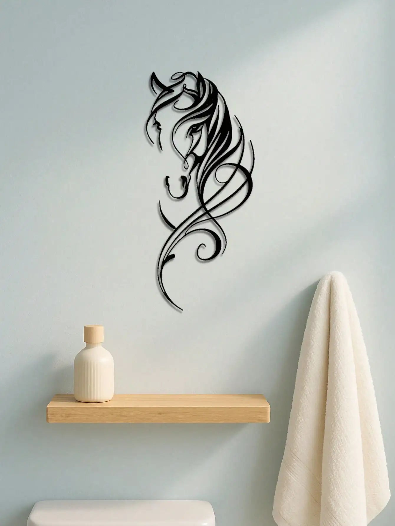 Modern Abstract Horse Metal Wall Sculpture – Industrial Decor – Halloween, Christmas Gift
