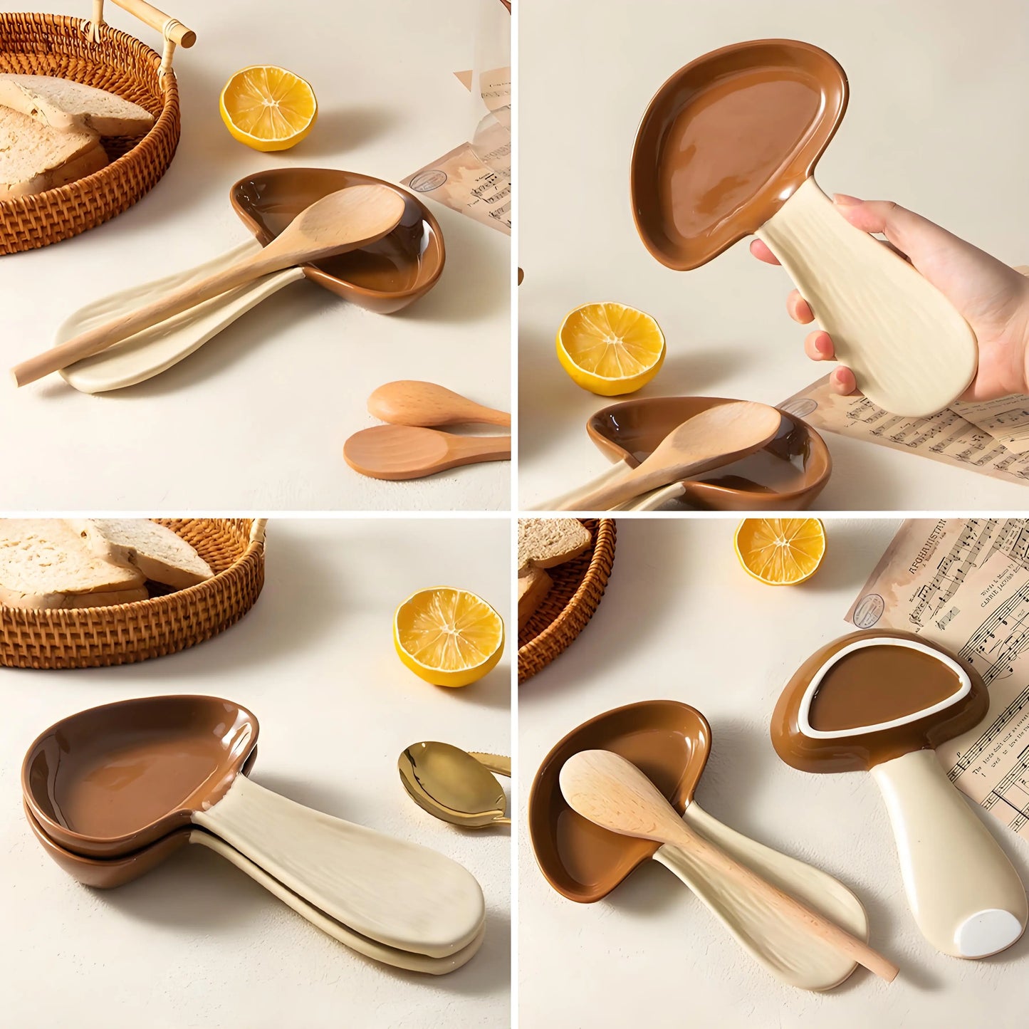 Ceramic Mushroom Soup Spoon Holder Vintage Style Kitchen Utensil Organizer High Appearance Level Home Dining Accessory