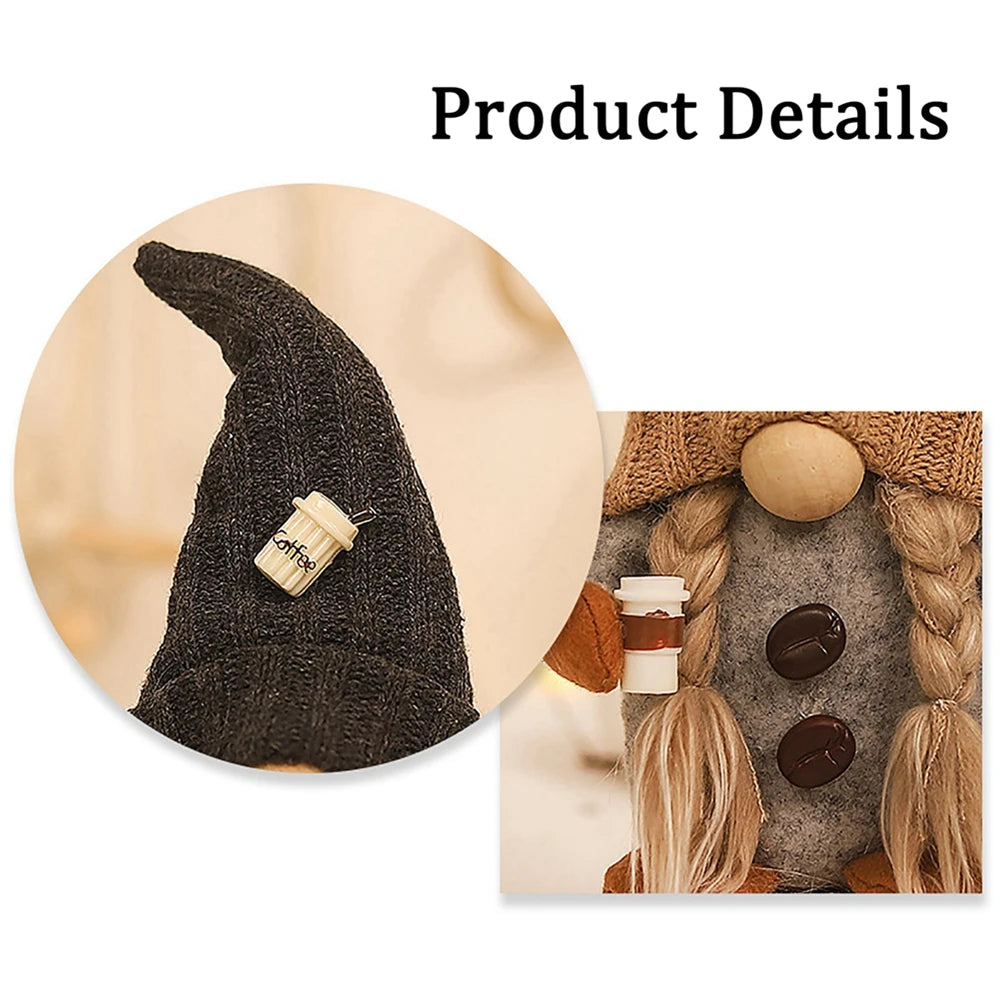 Coffee Gnome Doll New Year Christmas Plush Coffee Bar Decoration for Farmhouse Party Home Desktop Christmas Faceless Plush Dolls
