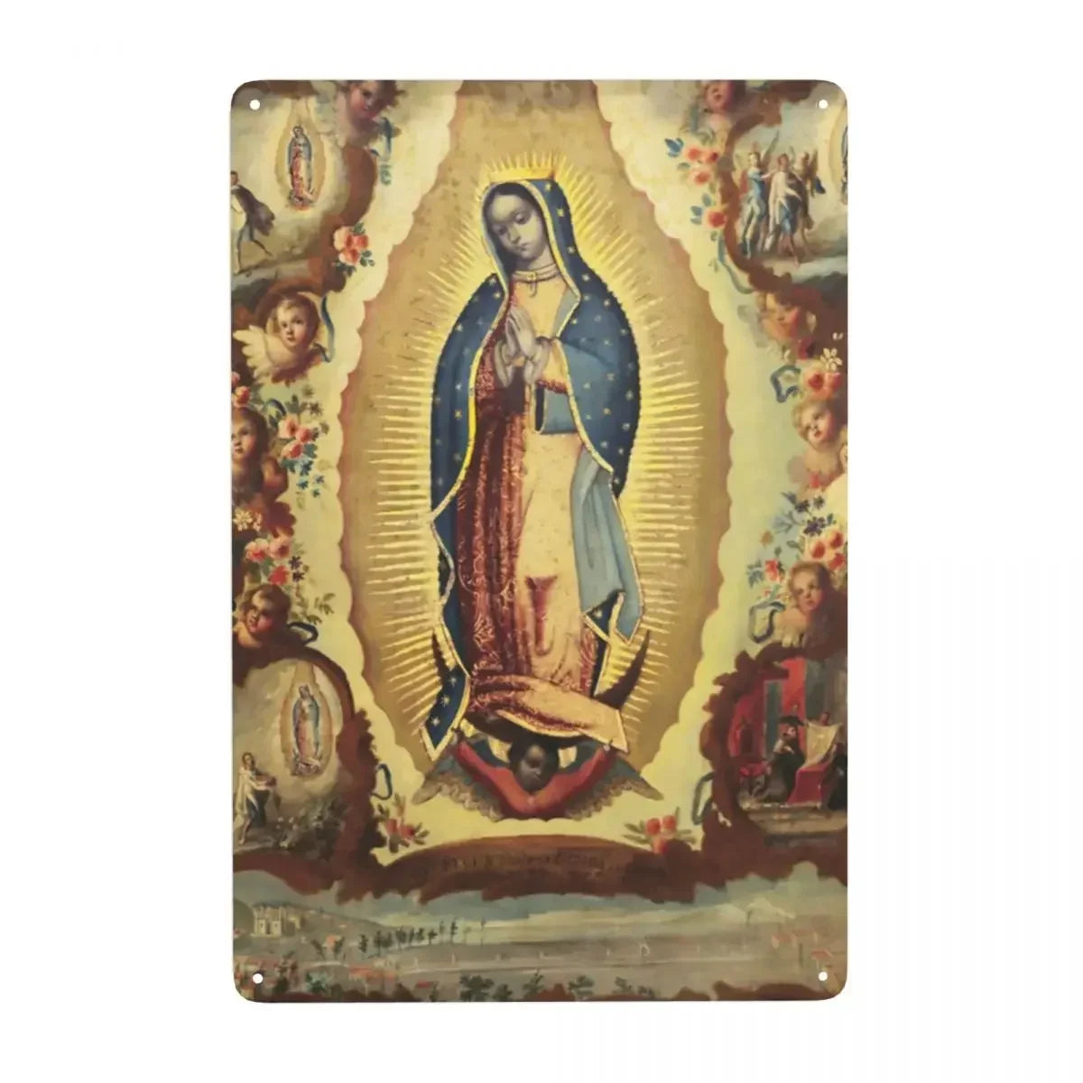 Retro Virgin Mary Of Guadalupe Metal Tin Sign - Custom Mexico Catholic Saint Plaque, Pub Cafe Yard Home Decor