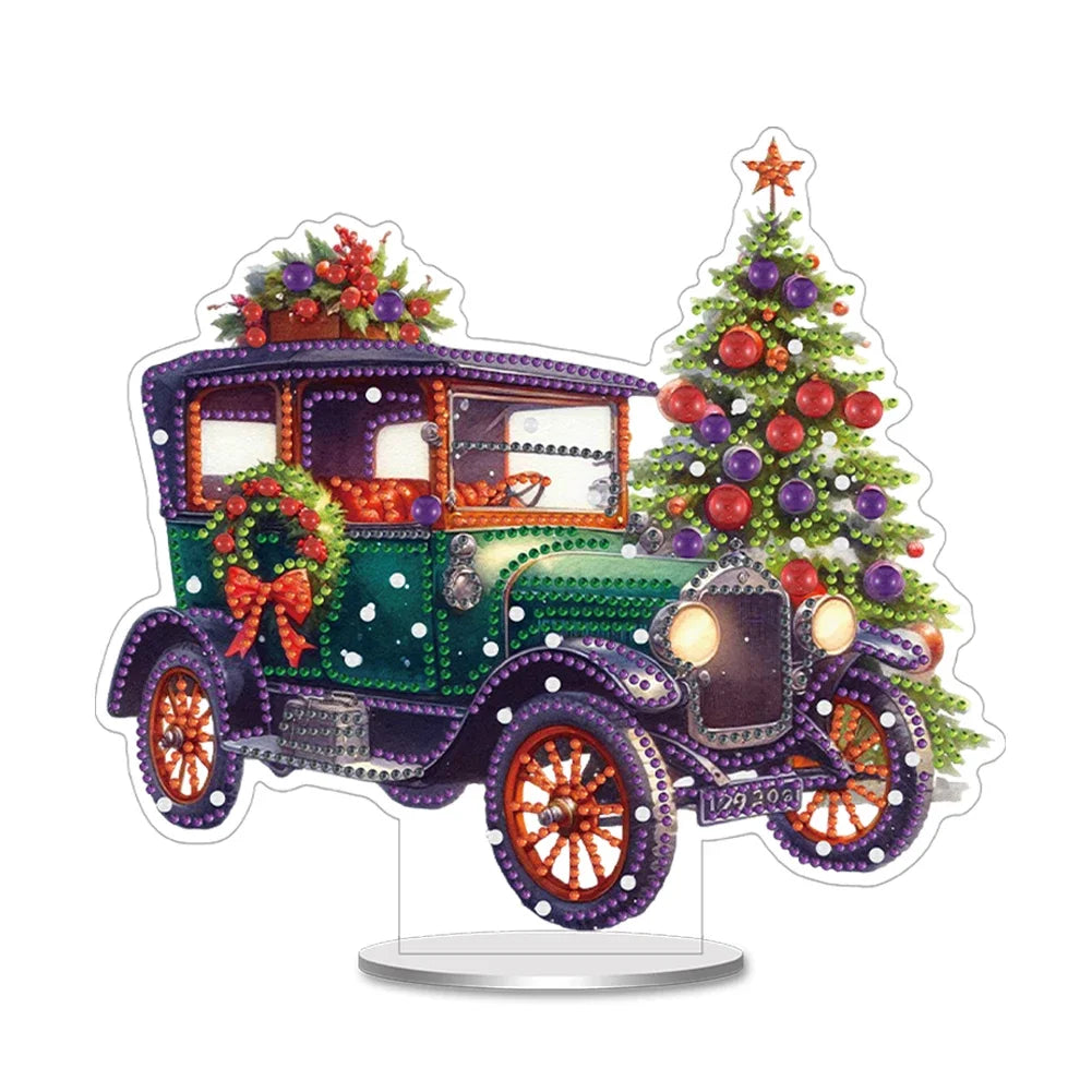 Christmas Special Shaped Desktop Diamond Art Kits Acrylic Diamond Painting Desktop Ornaments Kit for Home Office Desktop Decor