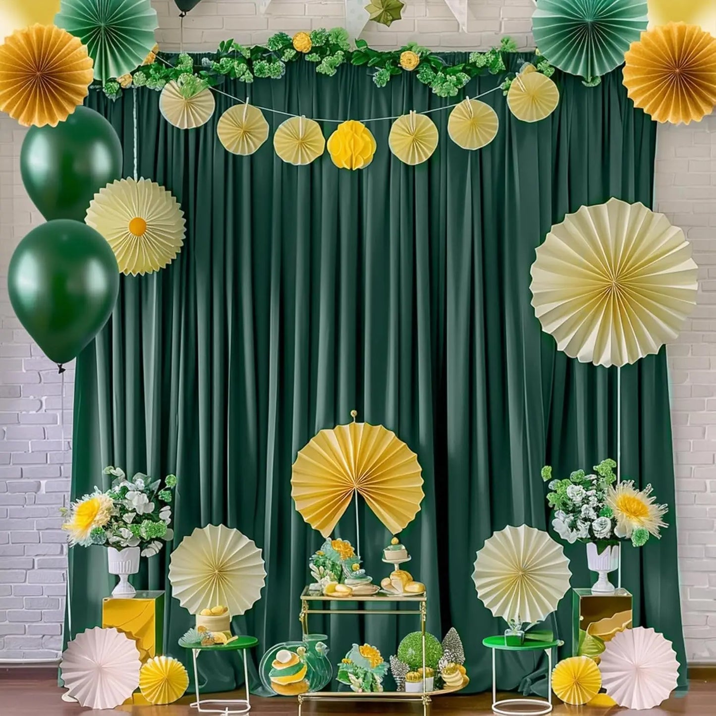 20ft x 10ft Curtains Dark Green Backdrop Curtains for Parties Wedding Stage Curtains Rod Pocket Sliding Drapes Backdrop Curtain