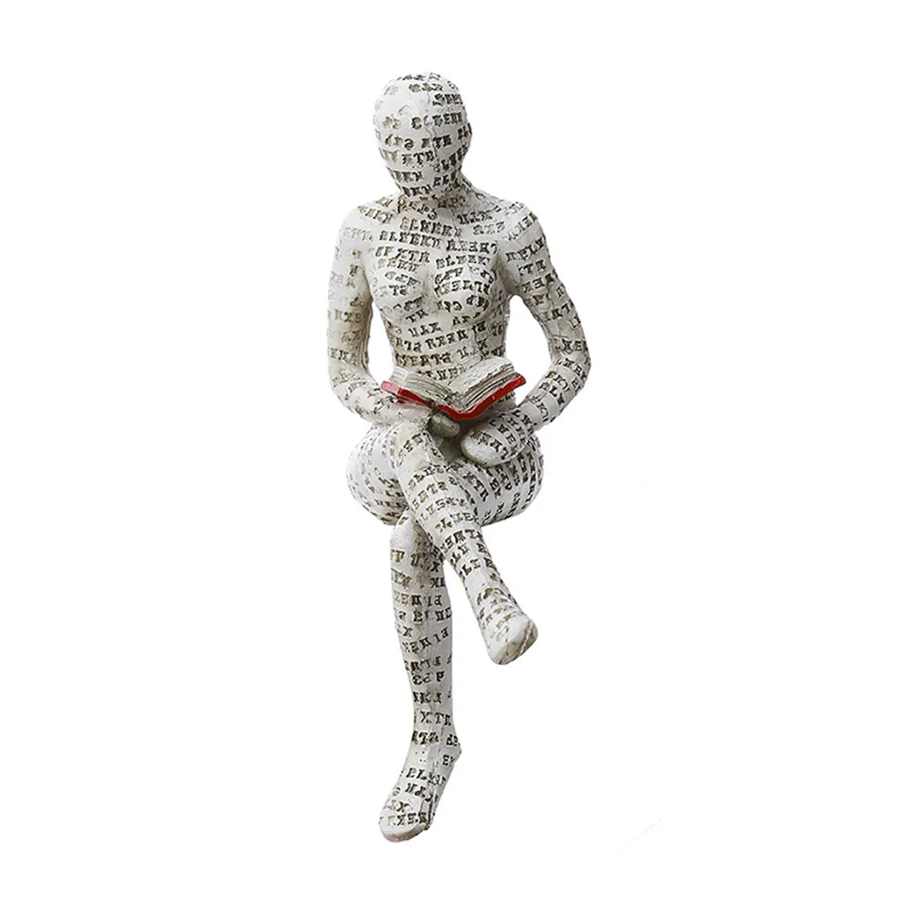 Reading Woman Statue Resin Sculptures Craft Home Room Desk Ornaments Decoration
