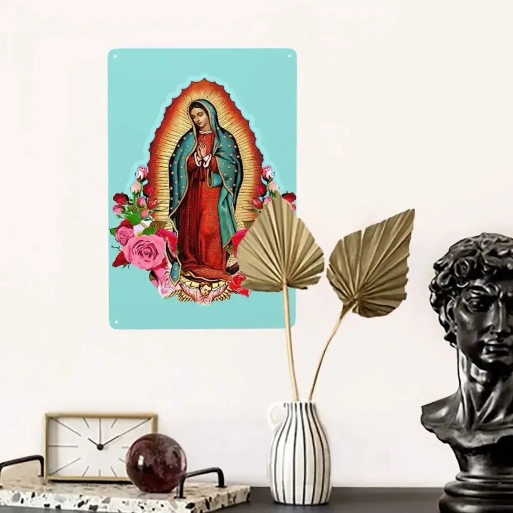Retro Virgin Mary Of Guadalupe Metal Tin Sign - Custom Mexico Catholic Saint Plaque, Pub Cafe Yard Home Decor