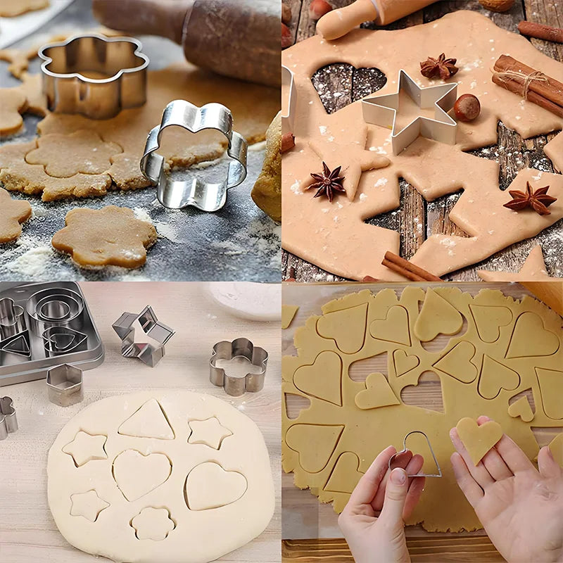 Stainless Steel Cookie Cutter Set - Floral Shape Baking Tools for Cookies, Chocolate Molds, Cake Decorating, Dishwasher